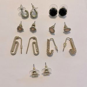 Earring lot. CZ studs and dangle earrings. 7 earrings in total.